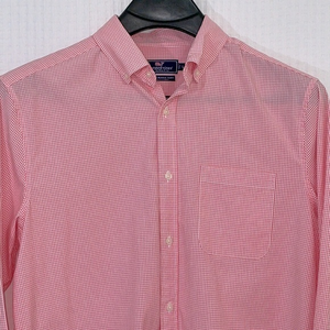 Vineyard Vines men’s Large Classic Fit Murray button down pink & white shirt.EUC